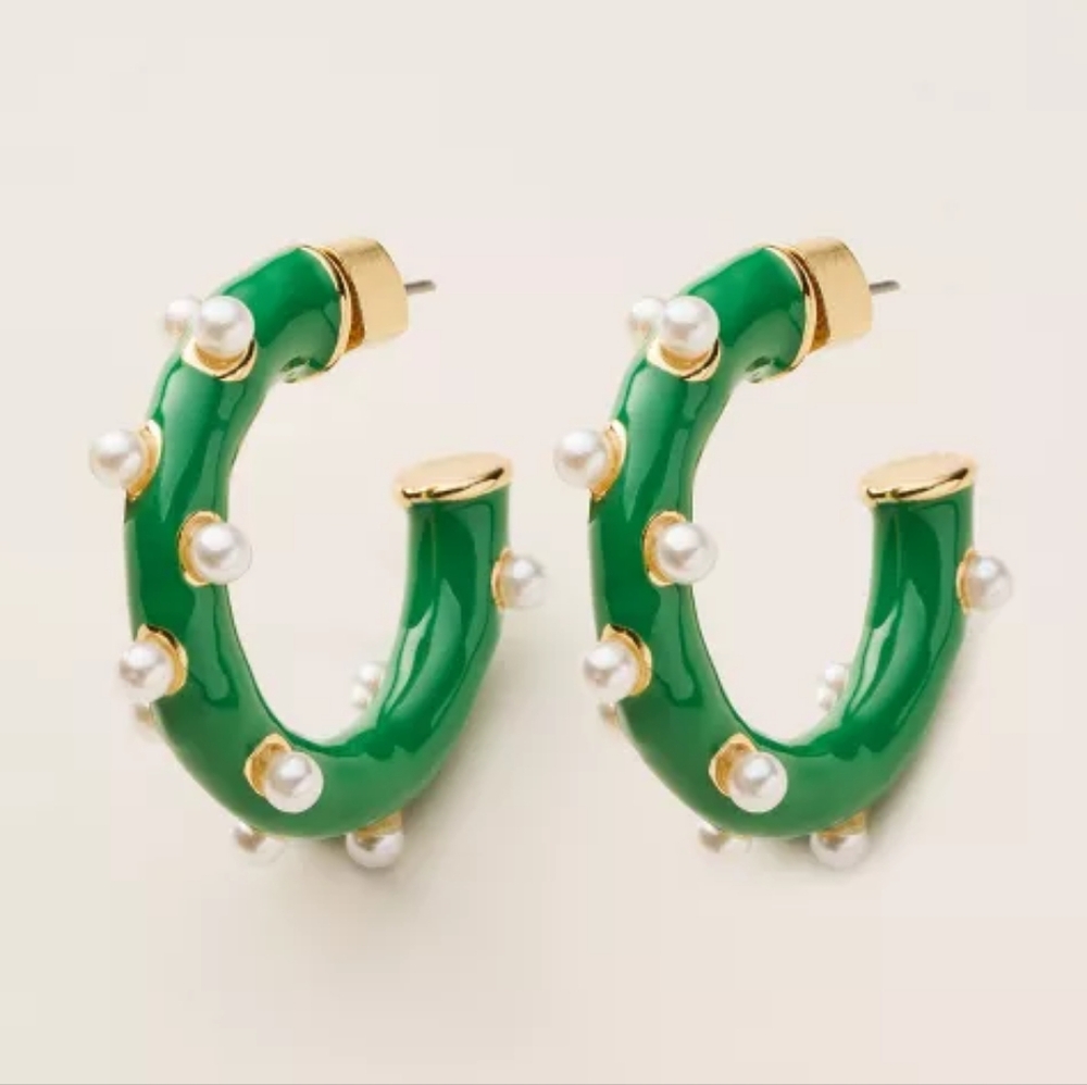 Kate Spade X Target Pearl Polka Dot Hoop Earrings NWT